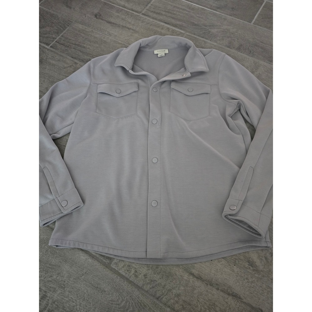 ASPEN Collection‎ Mens Long Sleeve Button Up Shirt Gray Medium Mountain Outdoor